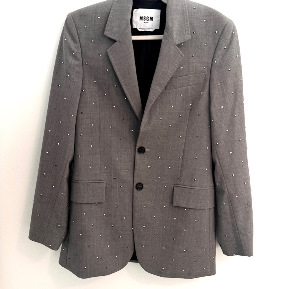 MSGM Gray Embellished Women's Blazer - Picture 3 of 5
